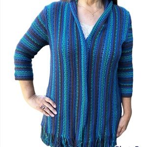 Multiples Crochet women’s cardigan shades of blue and gray size M